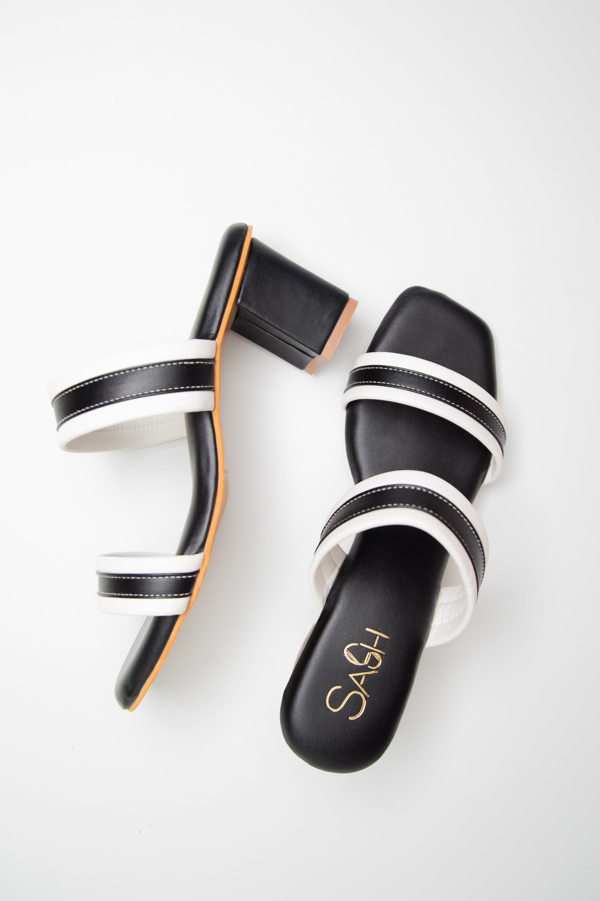 Two-Toned Strappy Heels - Black & White