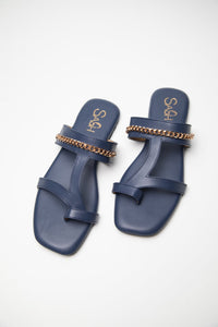 Chained Flats - Navy Blue