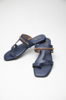 Chained Flats - Navy Blue